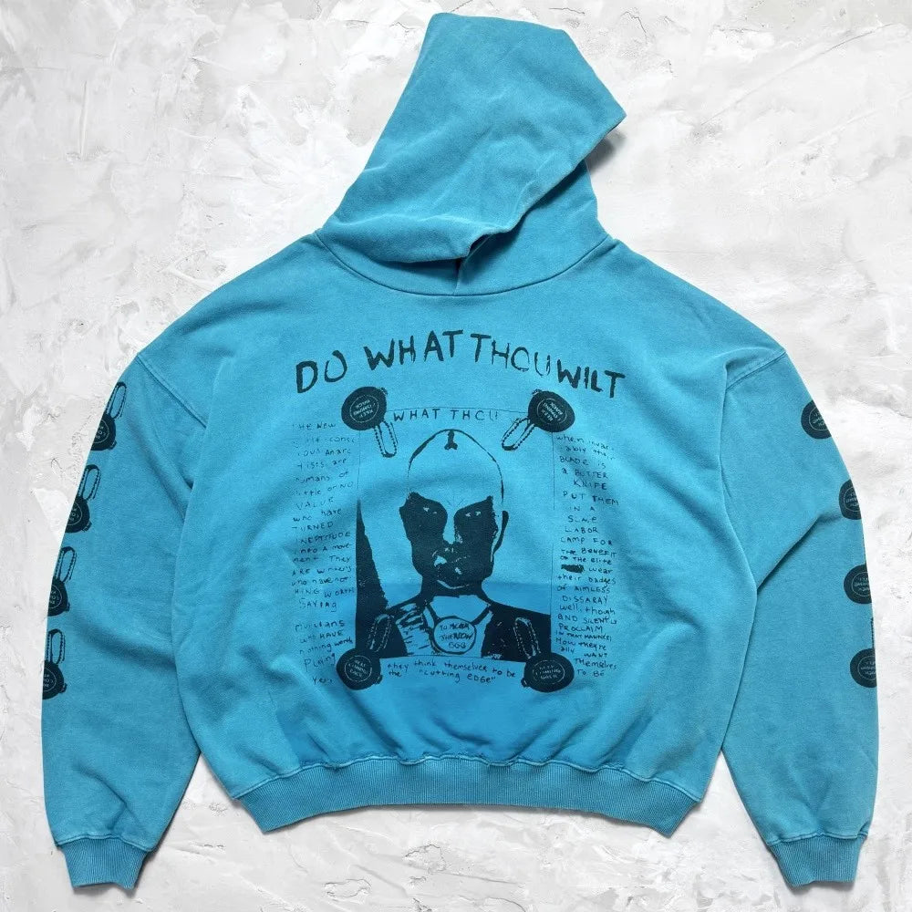 Blue What Thouwilt Graphic Hoodie