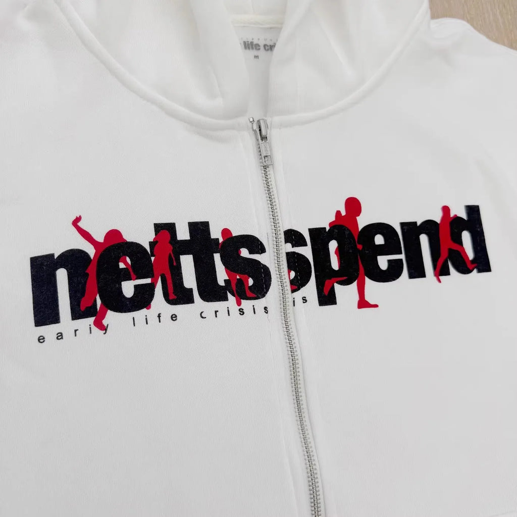 White Hot Euro Graphic Zip Hoodie