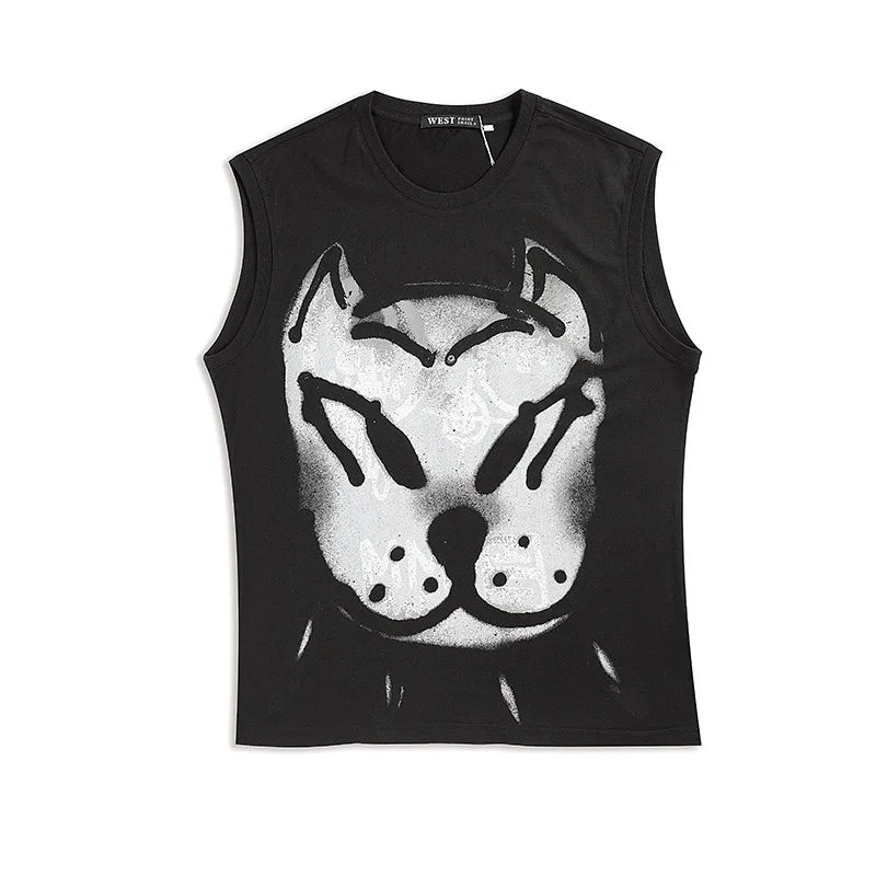 Black Bulldog Dog Punk Graphic Tank