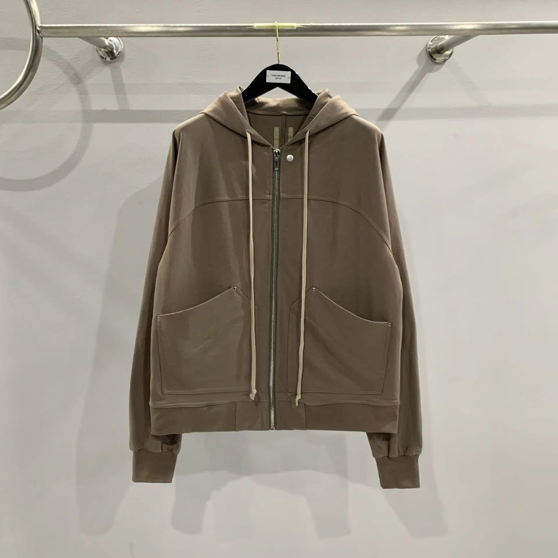 Beige Four Graphic Zip Hoodie