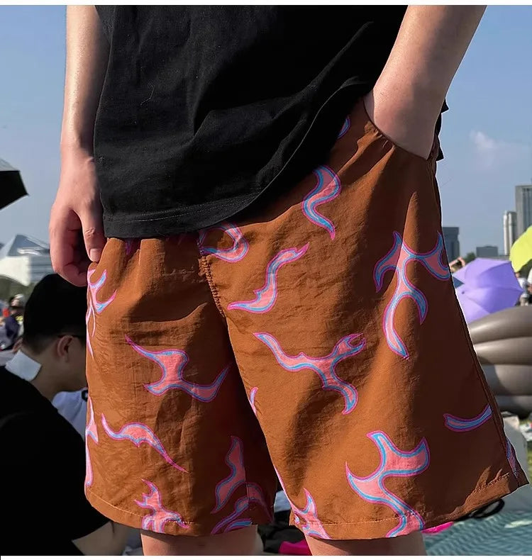 Red Flame Fleur Creator Graphic Shorts