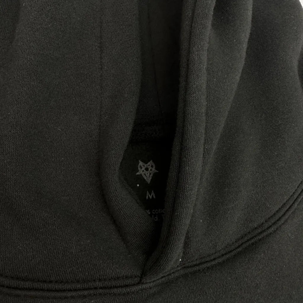 Black Distressed Bold Print Graphic Hoodie