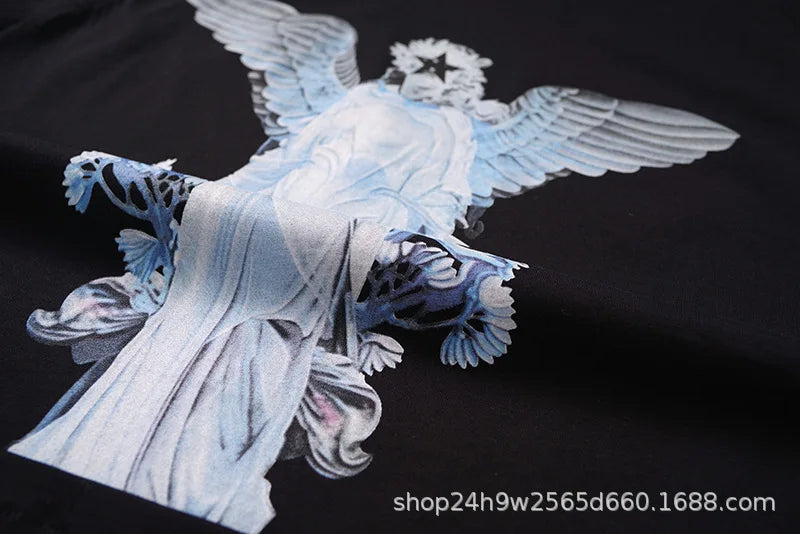Black Angel Statue Dog Graphic Tank
