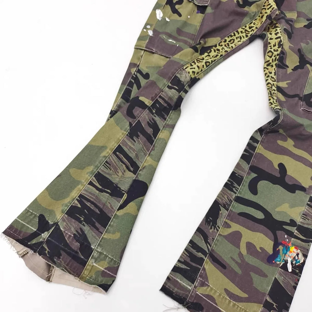 Beige Camouflage Leopard Tactical Cargo Pants
