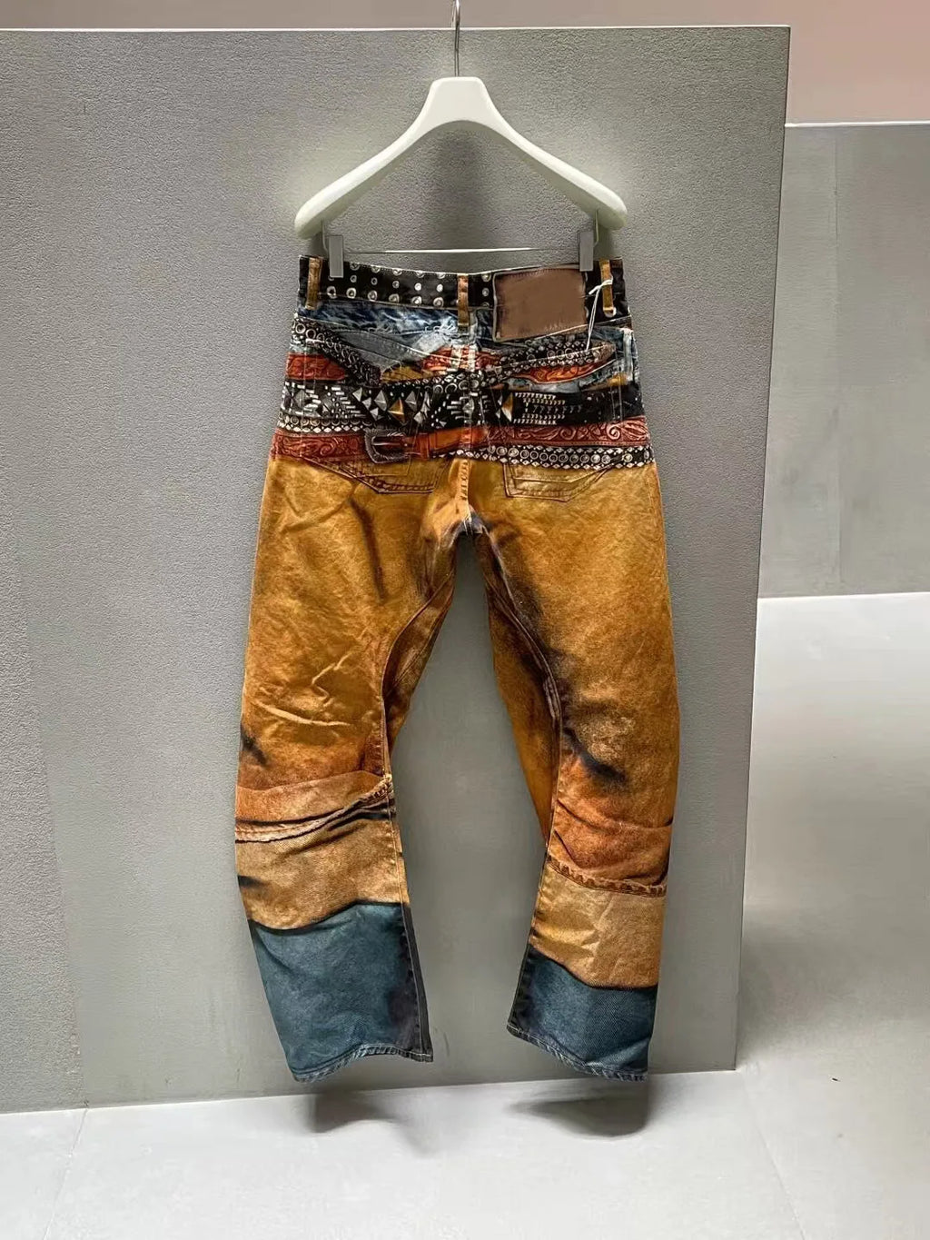 2025 New Digital Printed Belt 2006M Denim Zipper Slim Fit Straight PANT Jeans Cotton Denim Pants Casual Jeans Size s-XL #R020