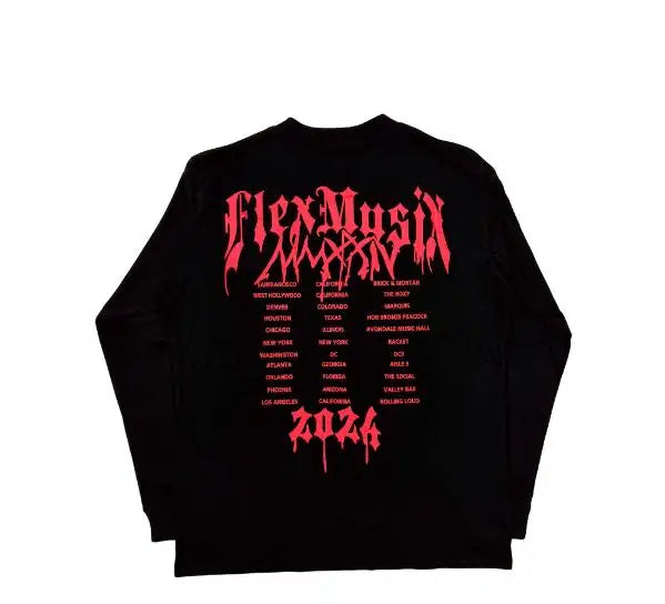 Flex Musix Red Long-Sleeve Graphic Tee