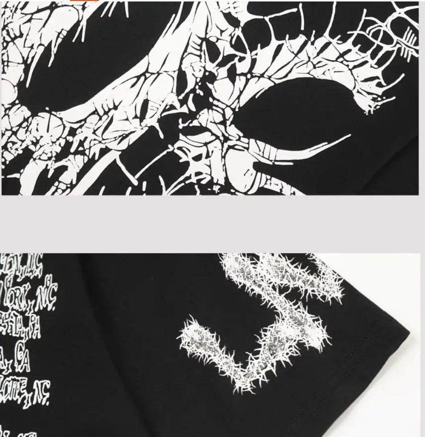Black Statement Retro Motif Graphic Tee