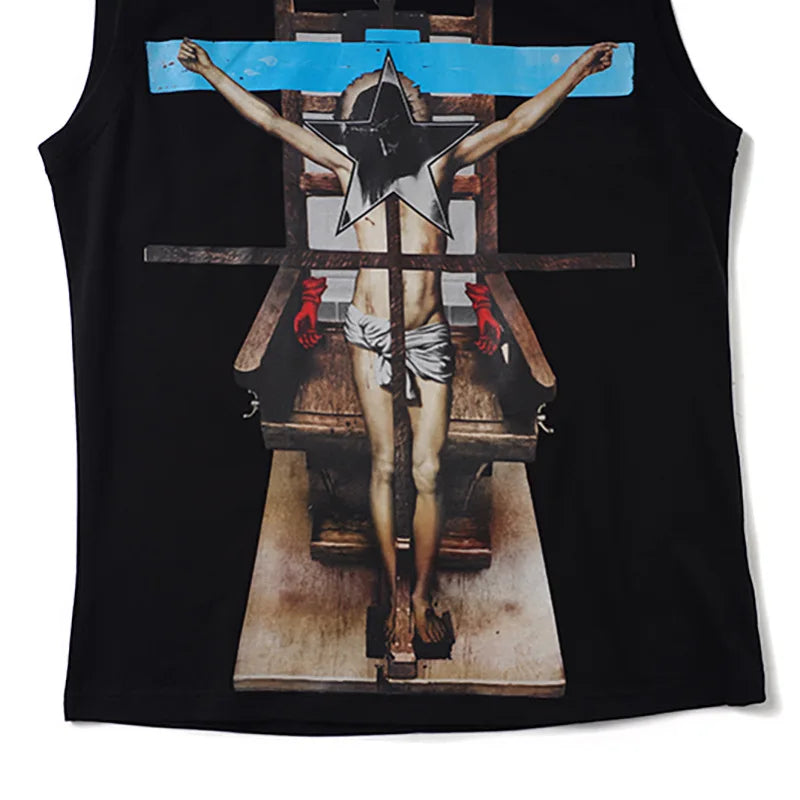 Black Jesus Cross Star Graphic Tank