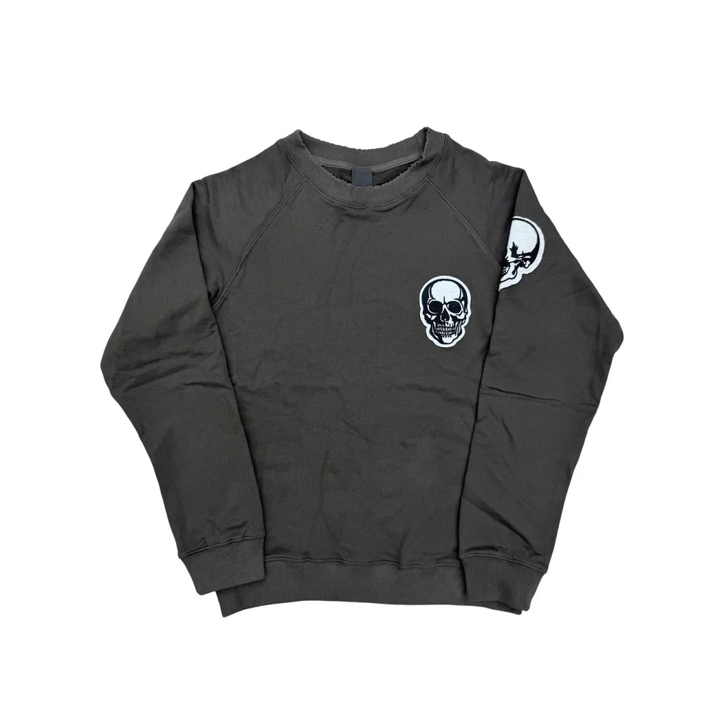 Charcoal Skull Face Graphic Hoodie