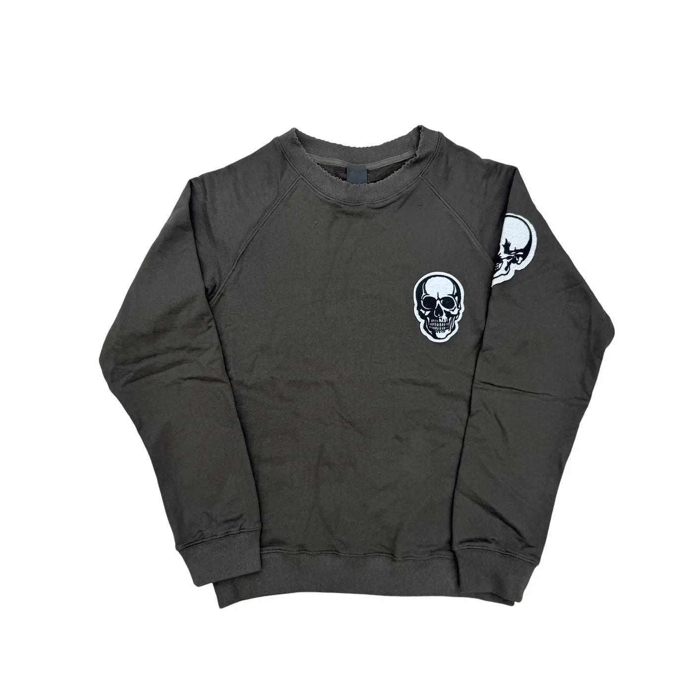Charcoal Skull Face Graphic Hoodie