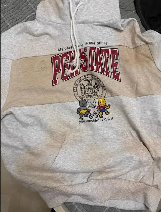 Beige Dirty Graphic Hoodie