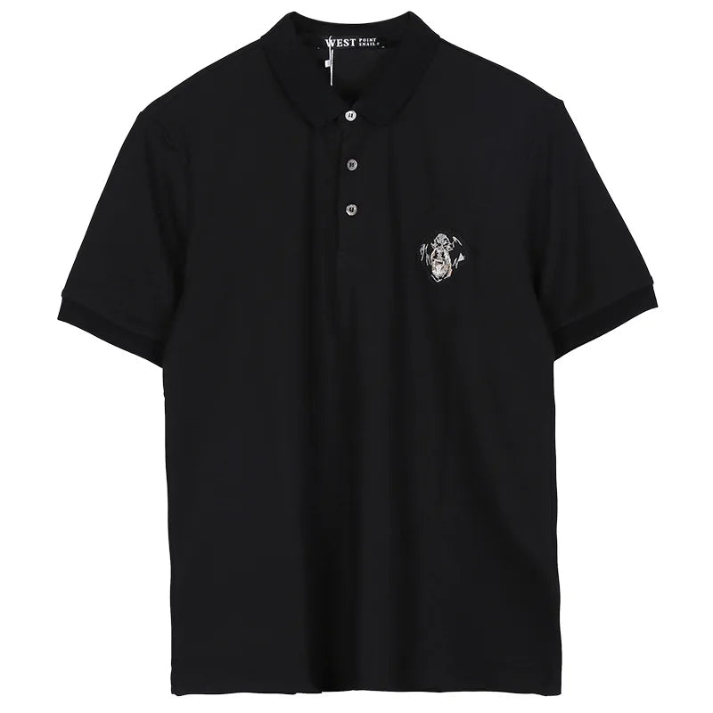 Charcoal Striped Collar Spider Polo Shirt