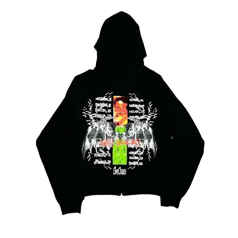 Black Hate Bold Print Graphic Hoodie