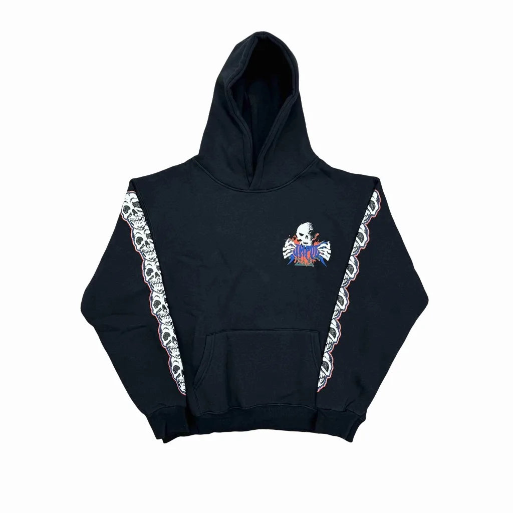 Black Skull Jumpout Graphic Hoodie