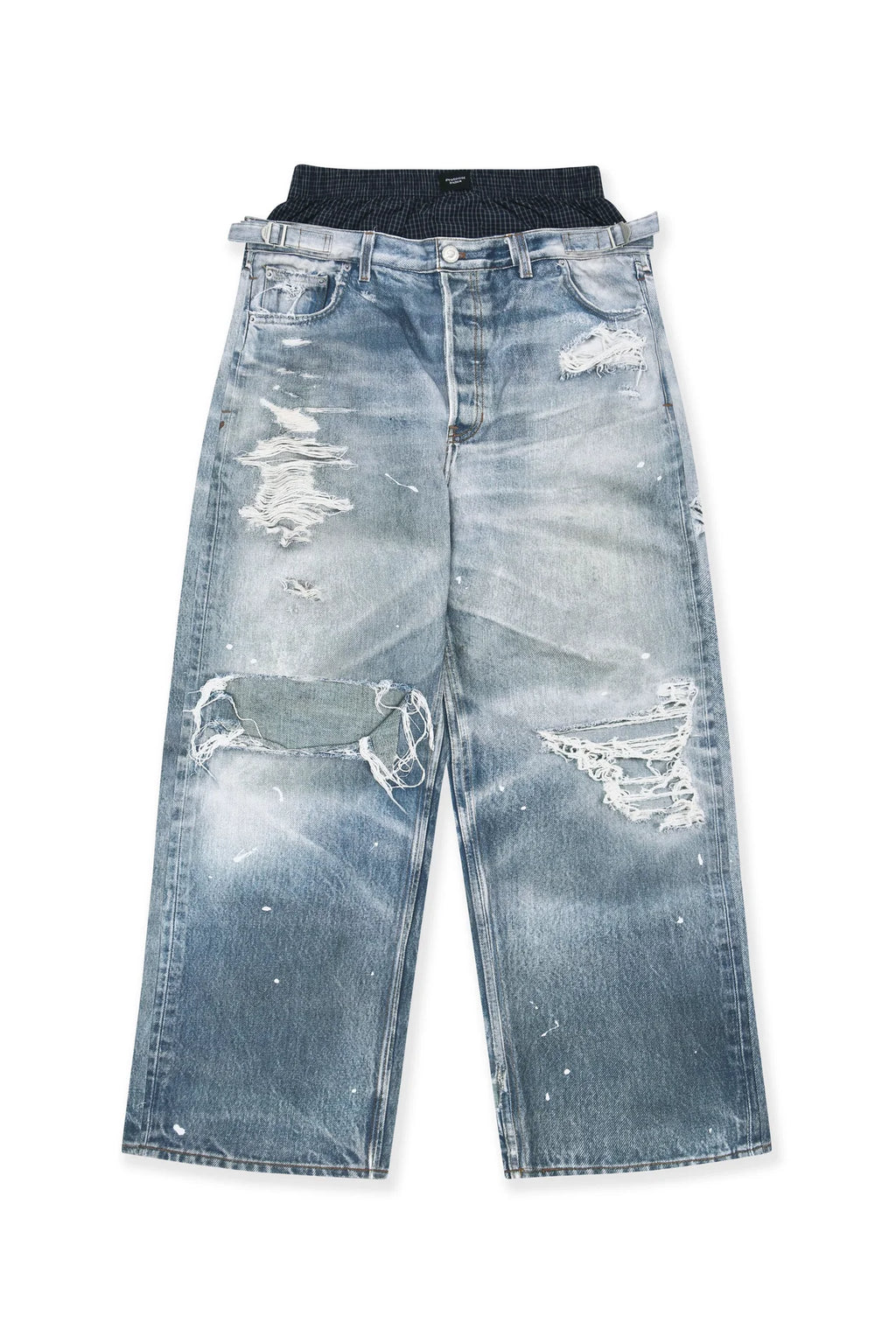 Gray Dual Waist Graphic Jeans