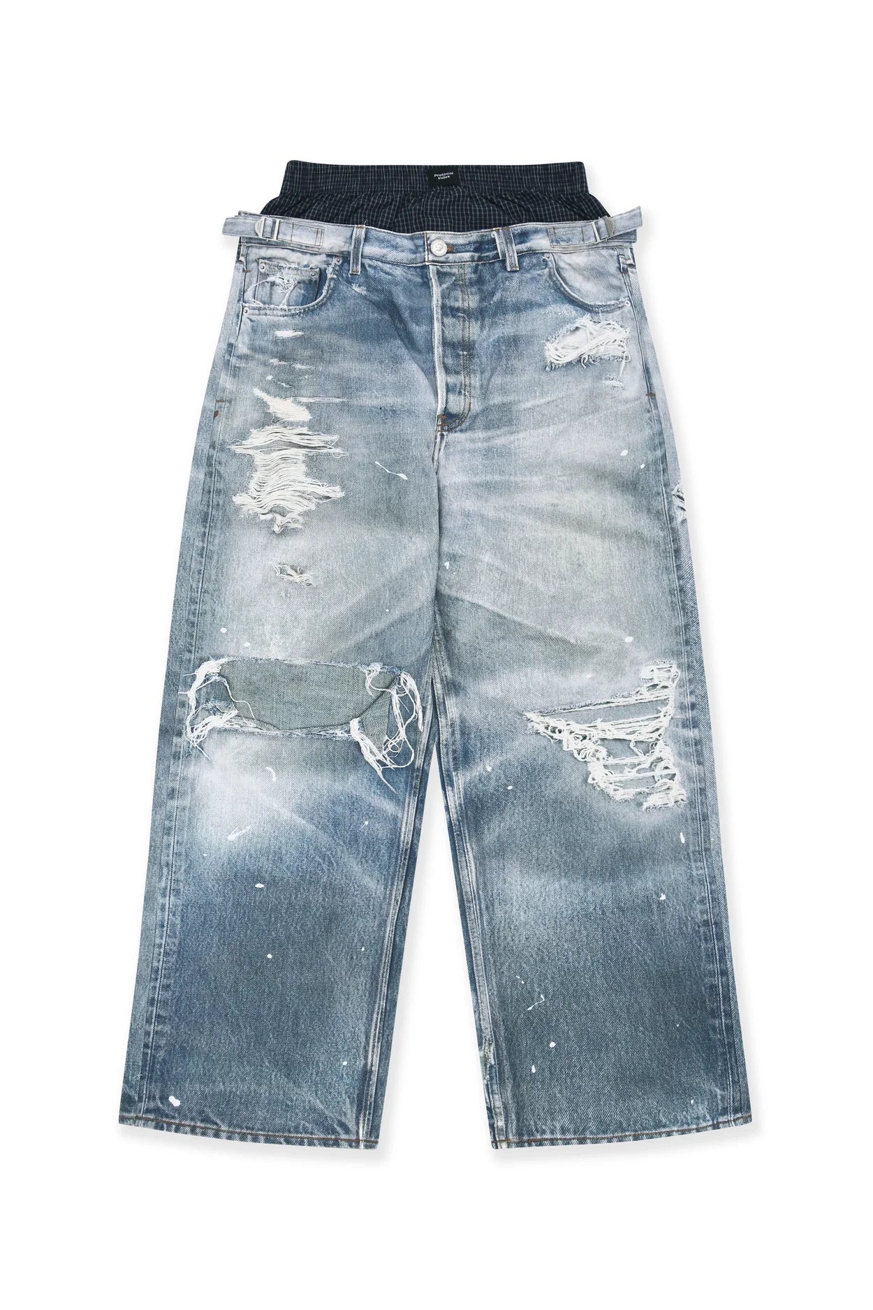 Gray Dual Waist Graphic Jeans