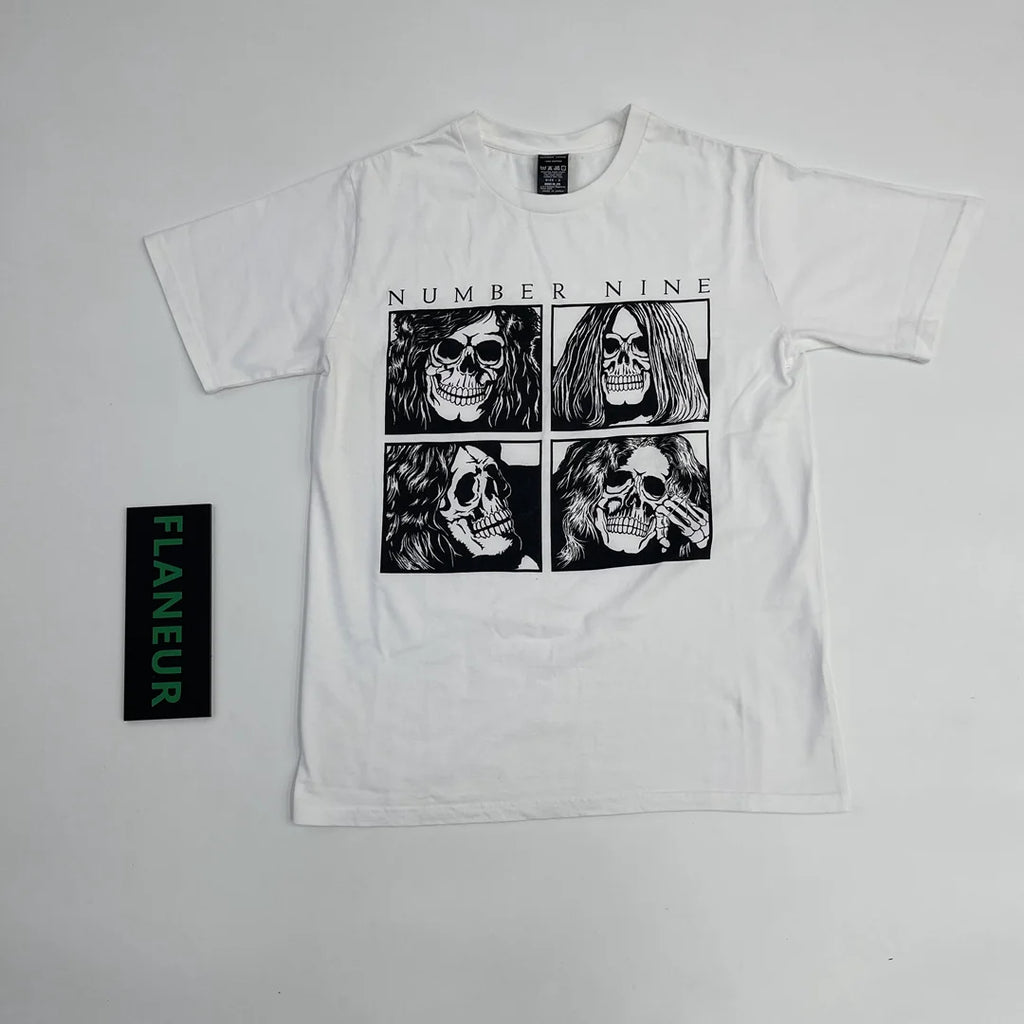 Beige Rock Band Skull Graphic Tee