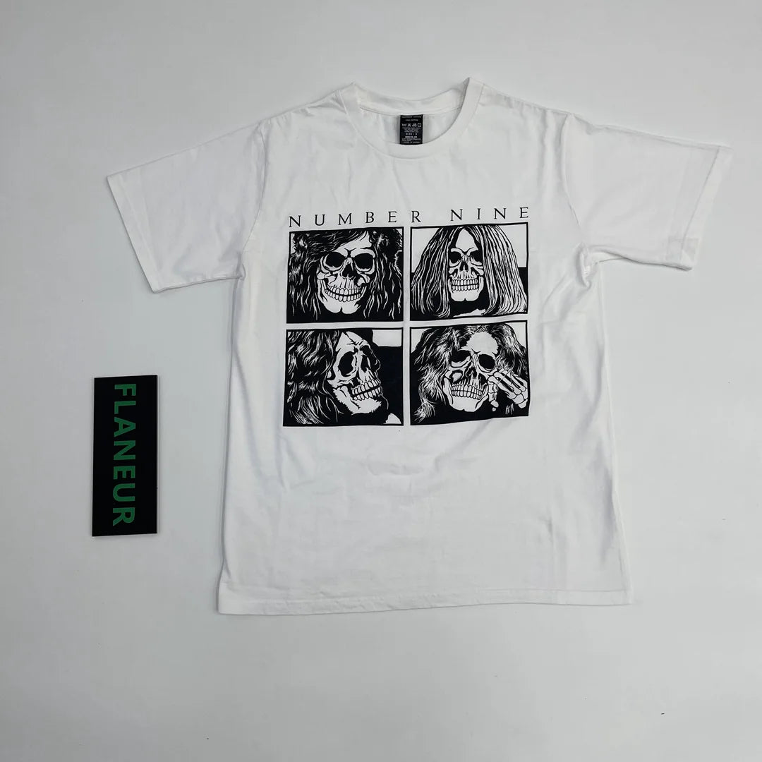Beige Rock Band Skull Graphic Tee