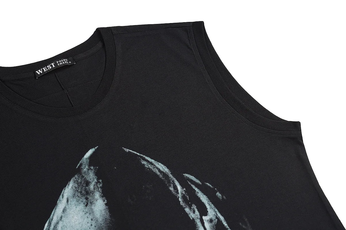 Black Color Shark Teeth Graphic Tank