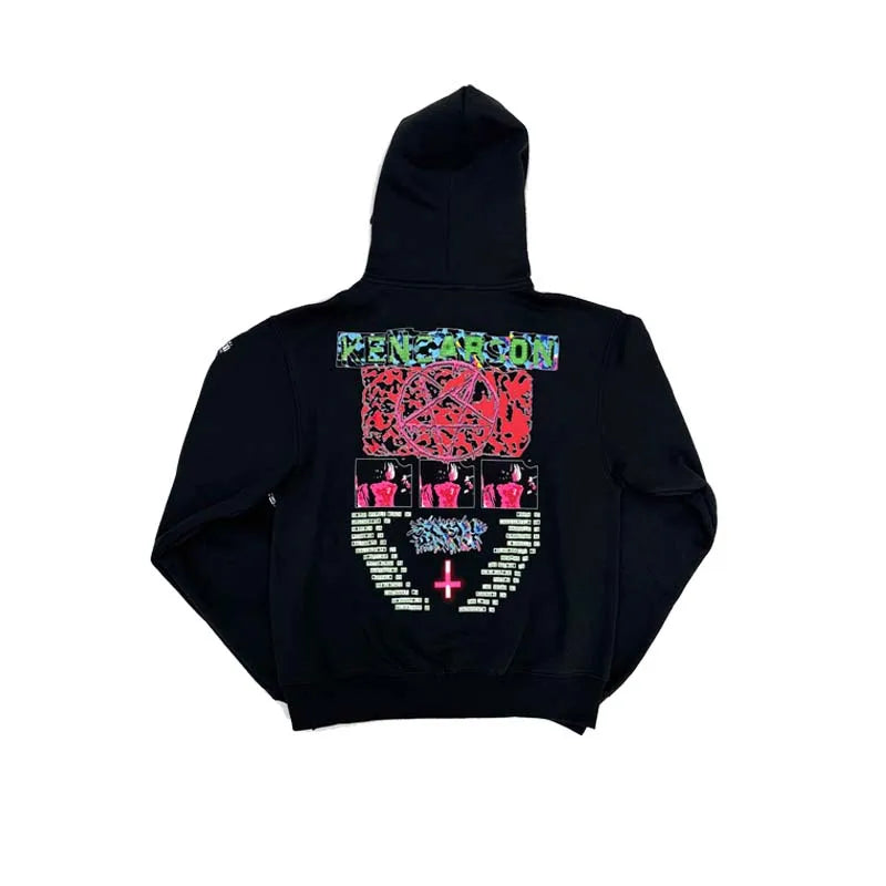 Black Hate Bold Motif Graphic Hoodie