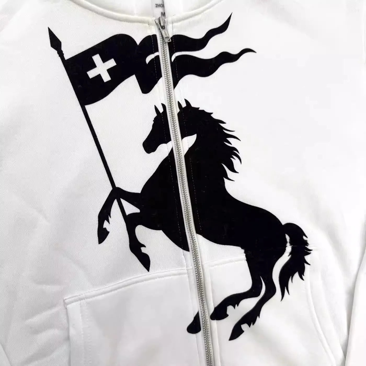 Black Hot Color Graphic Zip Hoodie