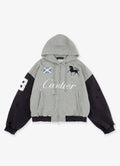 Beige Washed Bold Print Graphic Hoodie