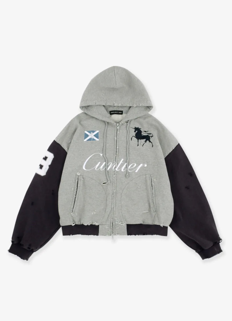 Beige Washed Bold Print Graphic Hoodie