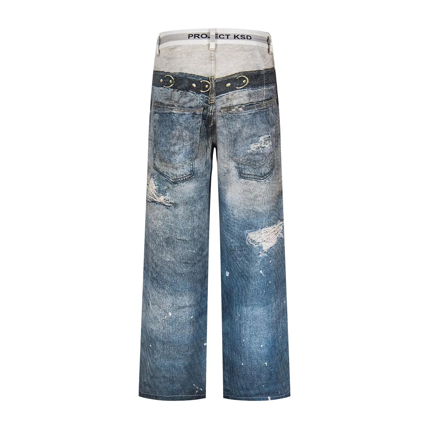 Blue Dual Waist Graphic Jeans
