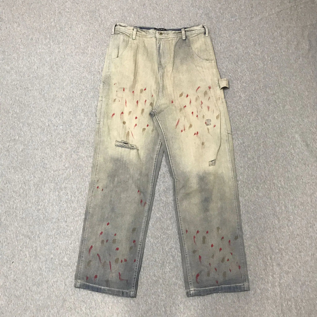 White Blood Straight-Leg Jeans
