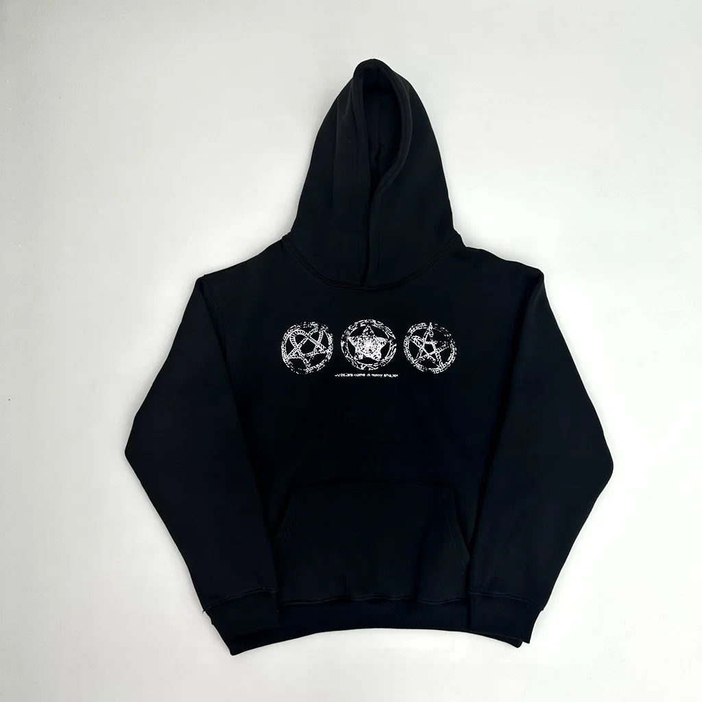 Black Distressed Graphic Hoodie
