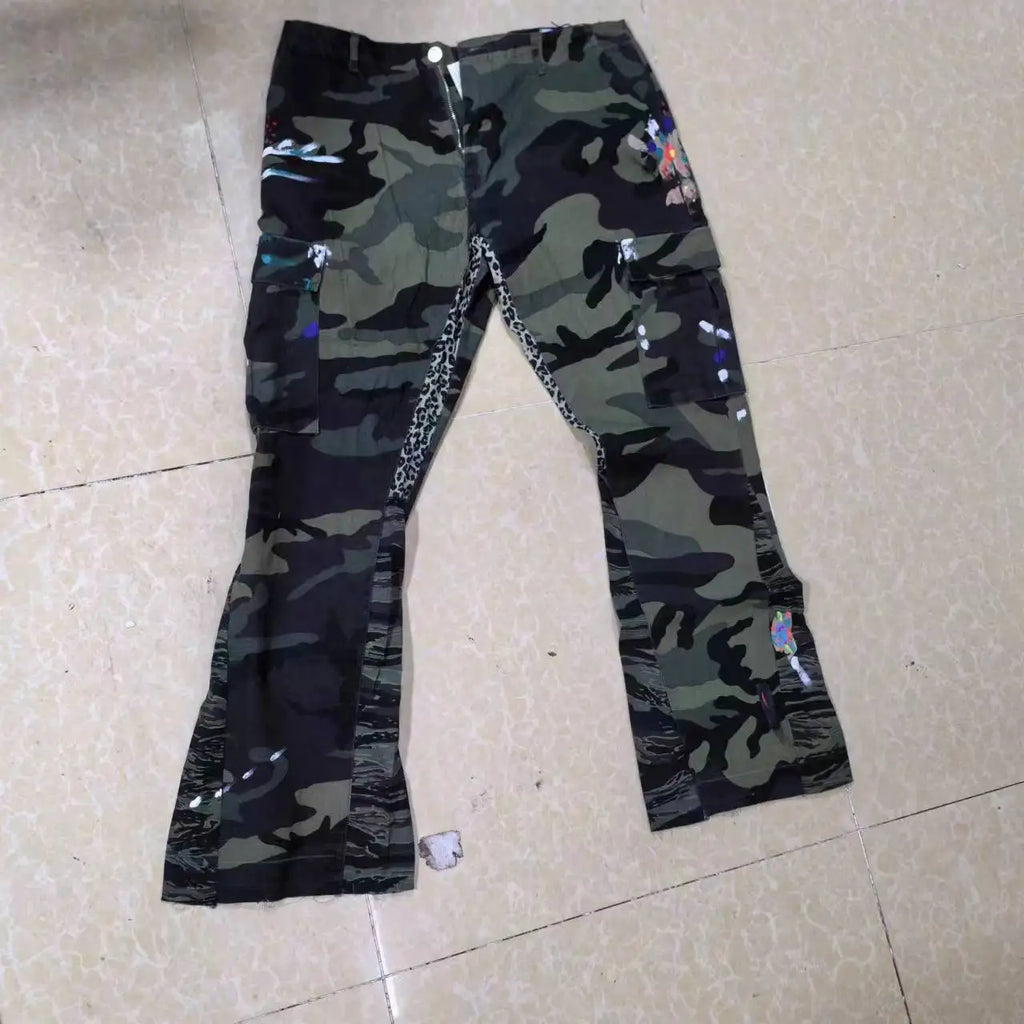 Beige Camouflage Leopard Tactical Cargo Pants