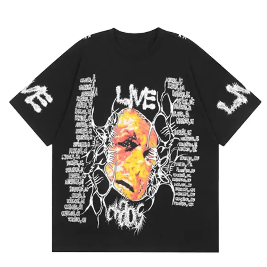 Black Statement Retro Motif Graphic Tee