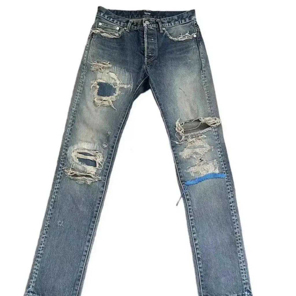 Gray Thunderbolt Straight-Leg Jeans