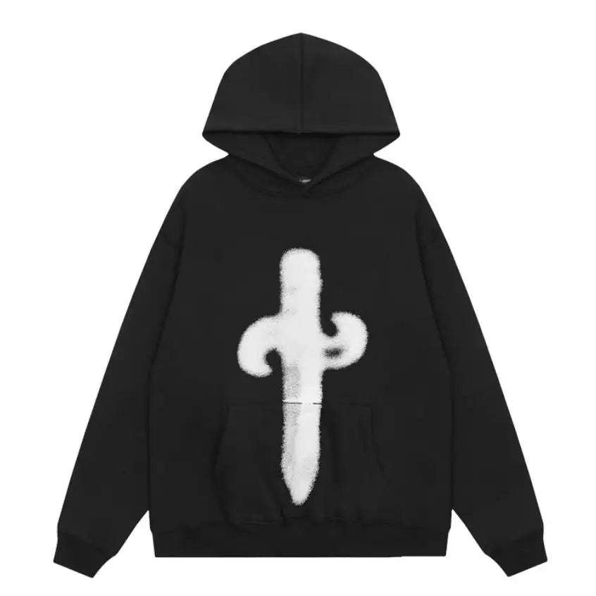 Black Savage October Cactus Graphic Hoodie