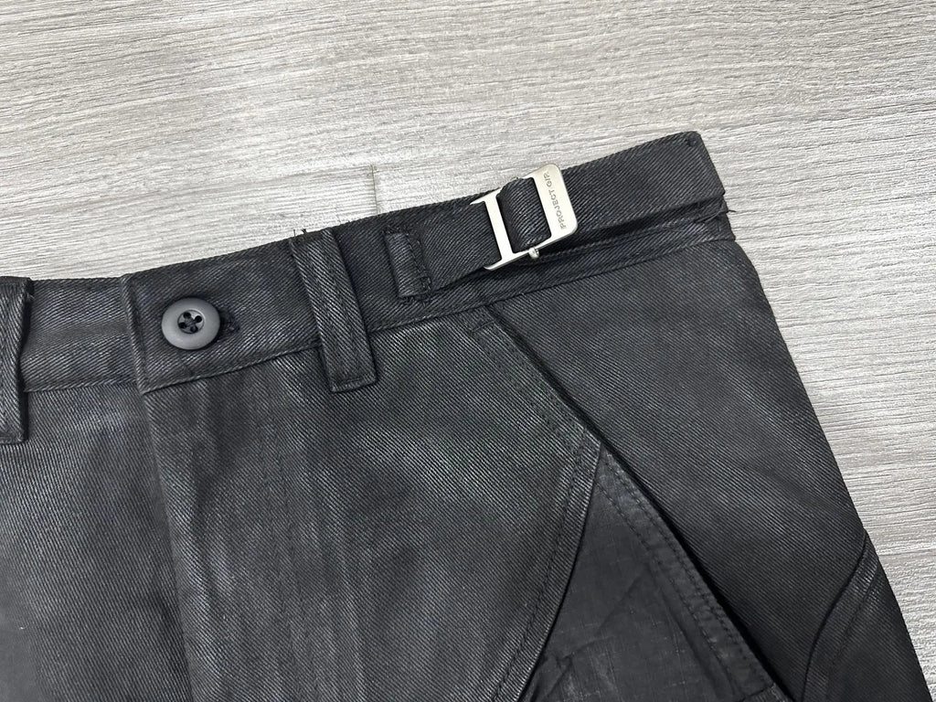 Beige Coating Waxed Motorcycle Graphic Jeans