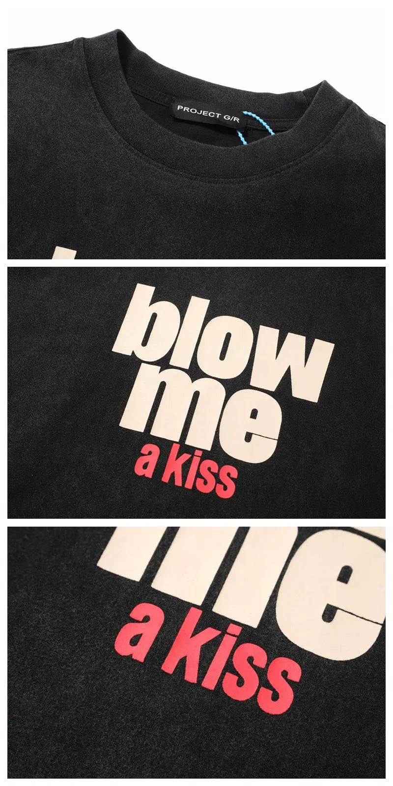 Black Blow Kiss Loose Graphic Tee
