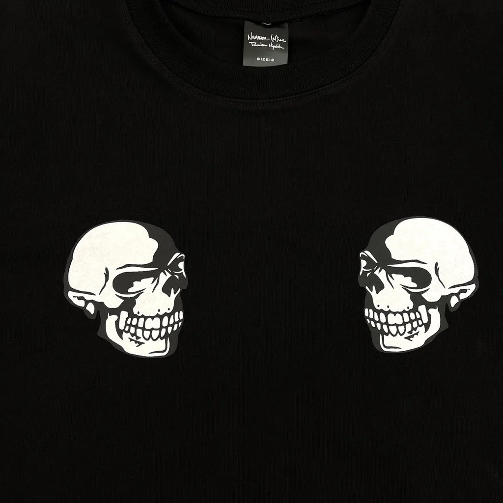 Beige Skull Head Guitar Graphic Tee