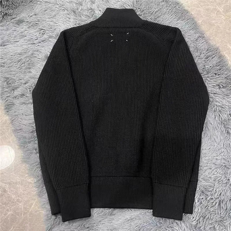 Grey Zippers Knit Cardigans Zip Cardigan