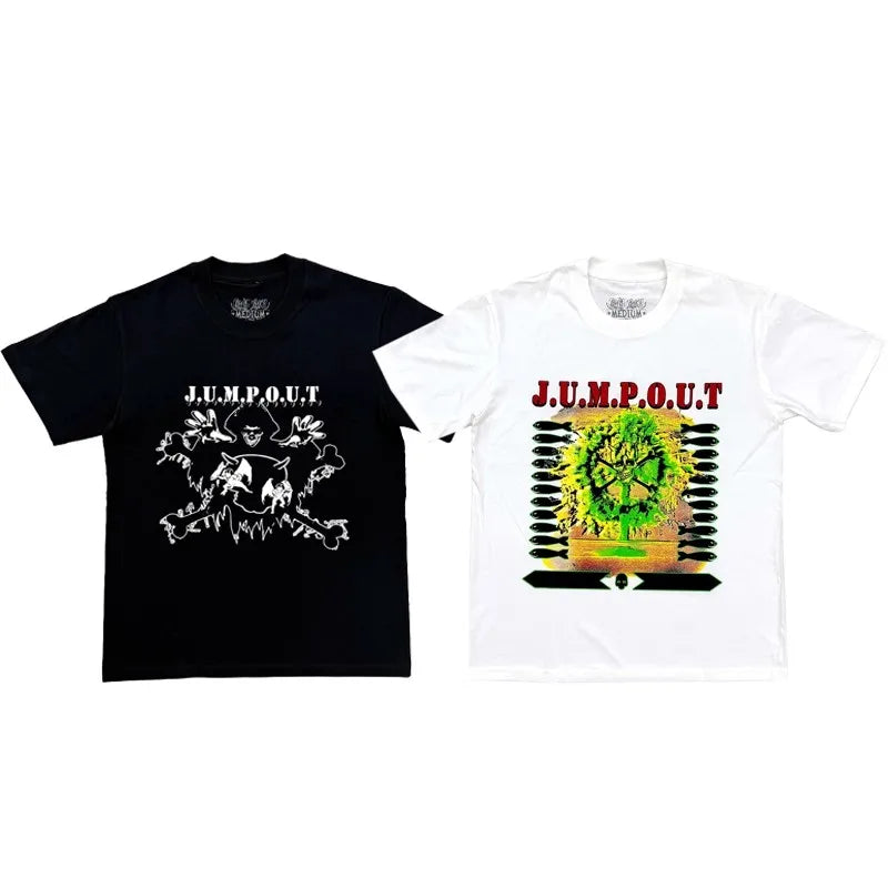 Black Jumpout Skull Fishes Graphic Tee