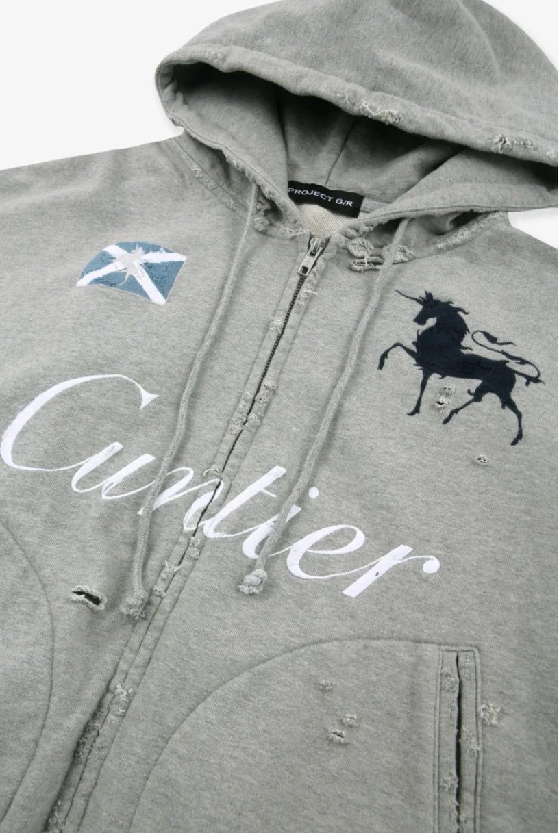 Beige Washed Bold Print Graphic Hoodie